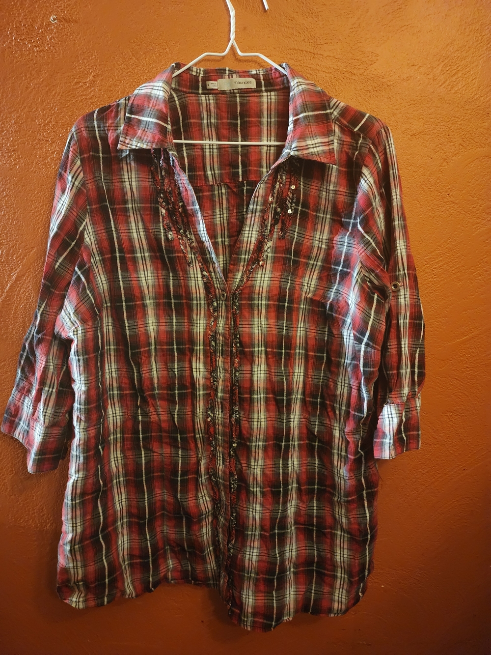 Maurices Red and Black Plaid Shirt